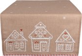 Clayre & Eef Chemin de table 50x140 cm Marron Coton Maison en pain d'épices