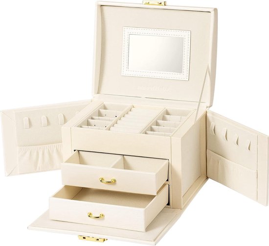 Seelux Make-up-doos, Sieradendoos, Verkrijgbaar In Verschillende Maten Zwart Wit Zwart 5 Schuiflades