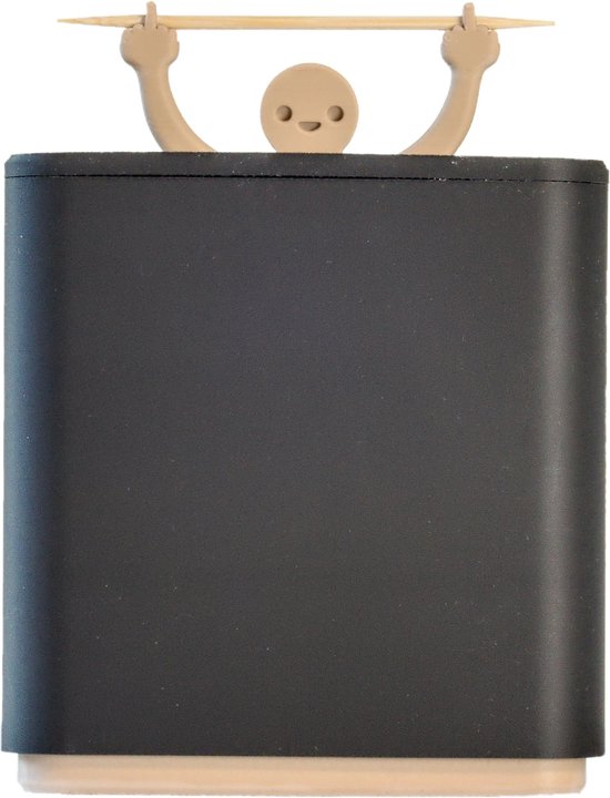 Ocel Design - "Prikkie Brutaal" Tandenstoker Dispenser - Partyprikker Dispenser - Cocktailprikker houder - Zwart/Beige