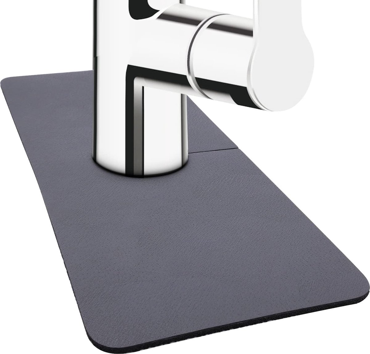 Goedkoopste 2 stuks 38 x 14 cm absorberende matten voor kranen, rondom kiezelgoer, waterkraan, spatbescherming, mat, droogonderlegger voor waterkraan, badkamer, keuken (grijs
