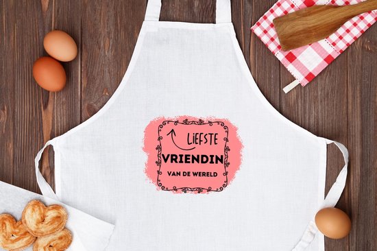 Akyol - liefste vriendin van de wereld Keukenschort - Vriend/vriendin - de liefste vriendin - valentijnsdag - verjaardag - cadeautje voor vriendin - kado - geschenk - 82 bij 71 cm