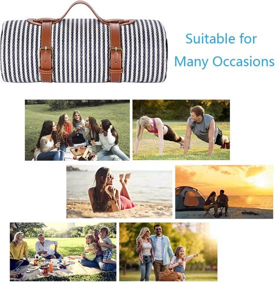 NVIYAM Stranddeken, super groot, 210 cm x 200 cm, waterdichte strandmat, campingdeken, outdoor picknickdeken, stranddeken, zandvrij, draagbaar en waterdicht, inclusief tas, 4 haringen, karabijnhaak
