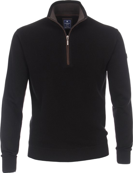 Pull skipper homme Redmond en coton avec fermeture éclair - structure noire - Taille : XL