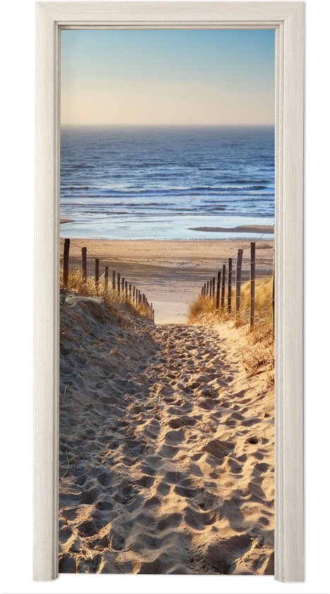 Foto: Deurposter 75x205 cm deursticker strand zee nederland duinen zon meubelfolie zelfklevend deurfolie woonkamer interieurfolie fotobehang deur plakfolie deurstickers deurbehang sticker kamer decoratie