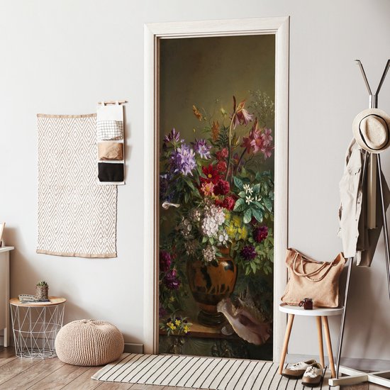 Sticker de porte Nature morte avec des fleurs dans un vase grec - Maîtres anciens - Art - 95x235 cm - Poster de porte