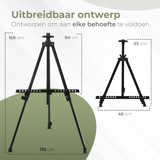 Dayshake Schildersezel - Verstelbaar & Inklapbaar - Ezel Incl. Opberghoes - Tafelezel / Veldezel voor Volwassenen en Kinderen - Zwart
