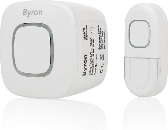 Byron DBY-24721 - Deurbel Draadloze set - 200m Bereik - Waterdicht - Wit — afbeelding 2