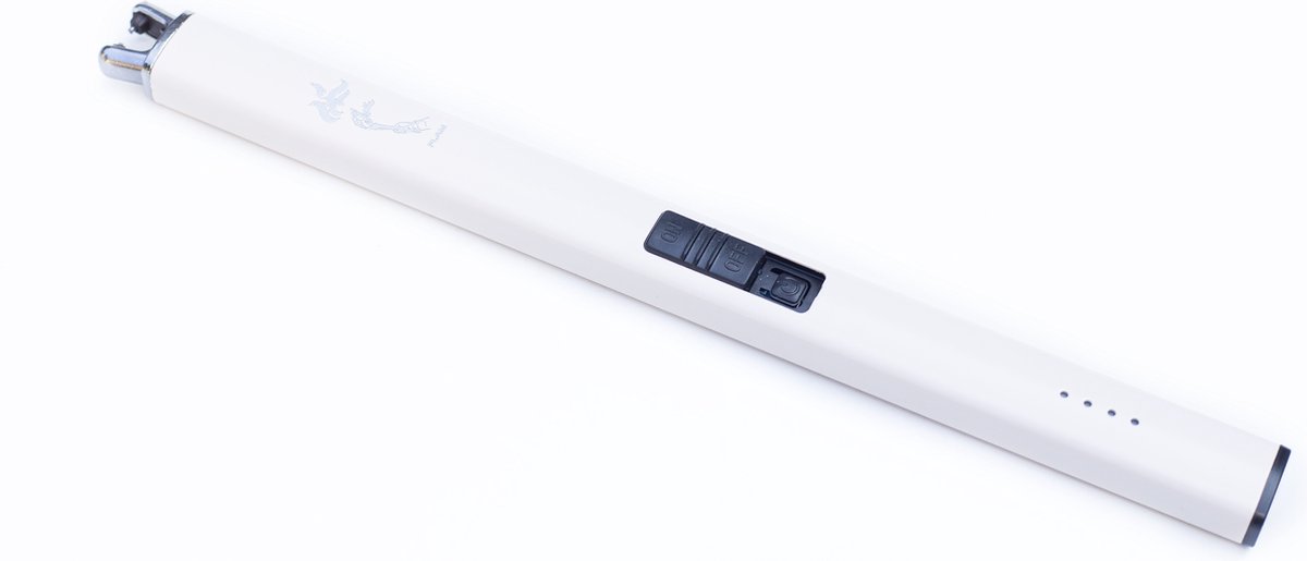 Goedkoopste Flam Lange USB Oplaadbare Elektrische Plasma Aansteker - Vlamloos - Voor Keuken, Kaars, BBQ, Openhaard - In en Outdoor - Chique Design - wit