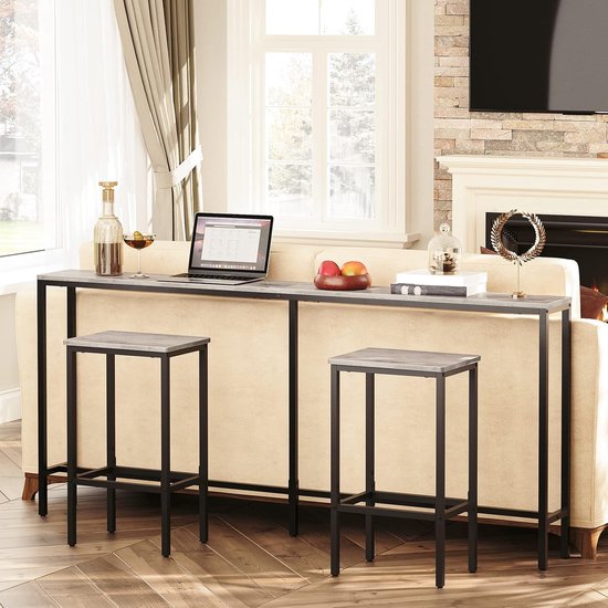 COSTWAY Consoletafel Van Hout, Met Laden En Metalen Frame En 2 Planken Smalle Gangtafel Bijzettafel Met Kantelbeveiliging Voor Entree En Woonkamer