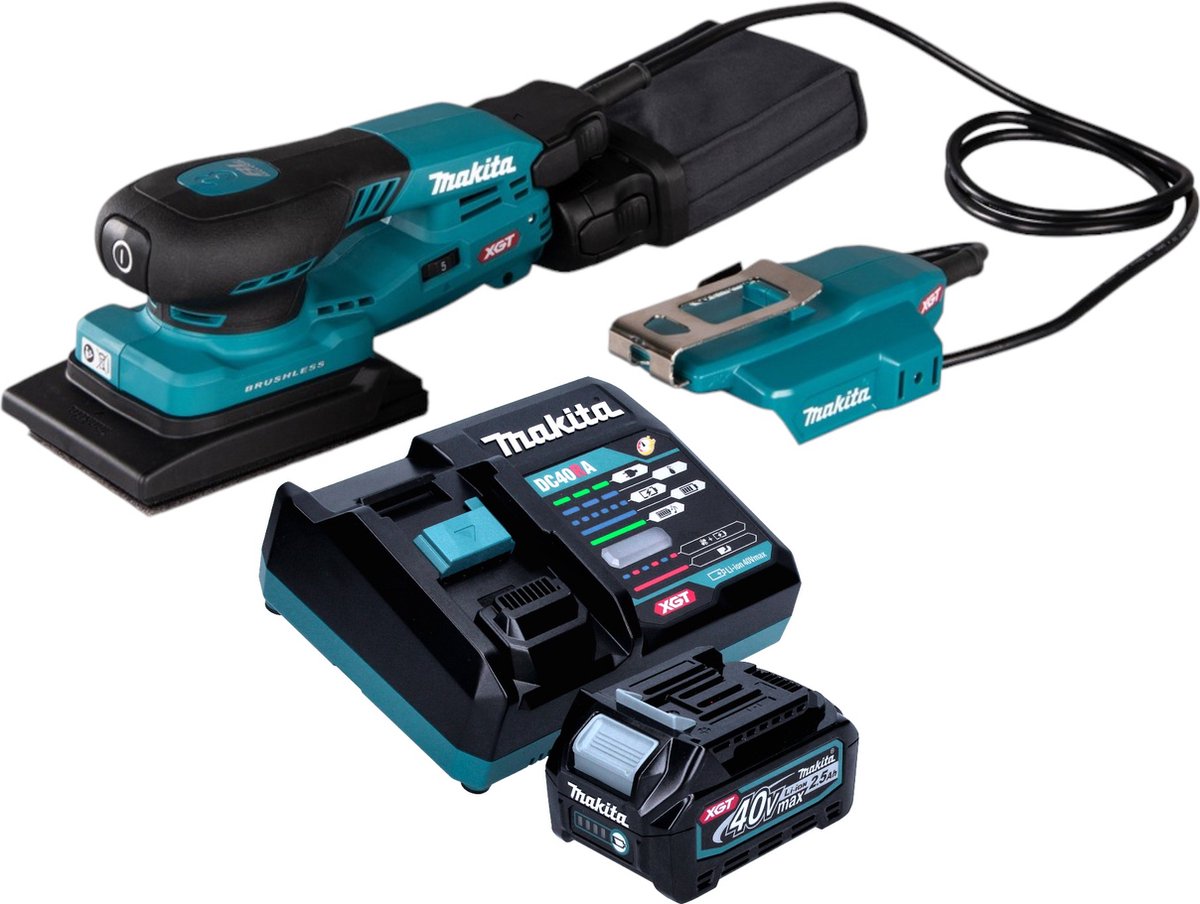 Makita BO 005 CGD101 Accuschuurmachine 40 V max. 80 x 130 mm 3,0 mm slag Borstelloos + 1x oplaadbare accu 2,5 Ah + lader
