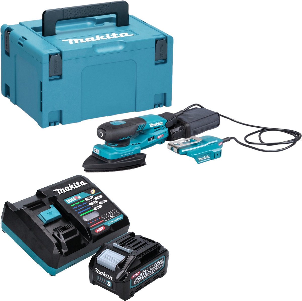 Makita BO 006 CGM101 Accuschuurmachine delta 40 V max. 100 x 150 mm 3,0 mm slag Borstelloos + 1x oplaadbare accu 4.0 Ah + lader + Makpac
