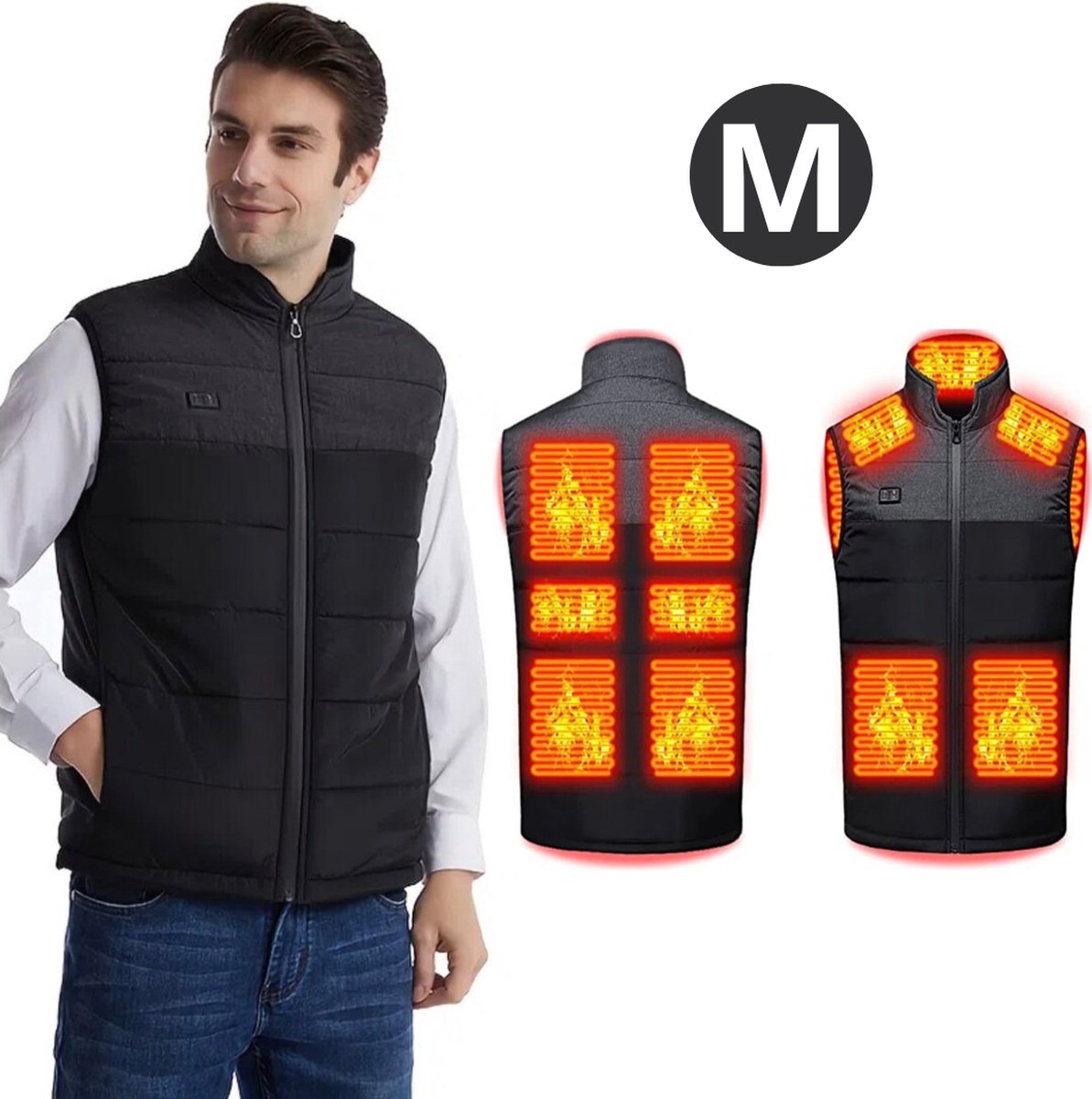 Bovista Verwarmde Bodywarmer - Heated Vest - Elektrische Bodywarmer - Jas - Winter - Oplaadbaar - Unisex - Maat M - Grijs