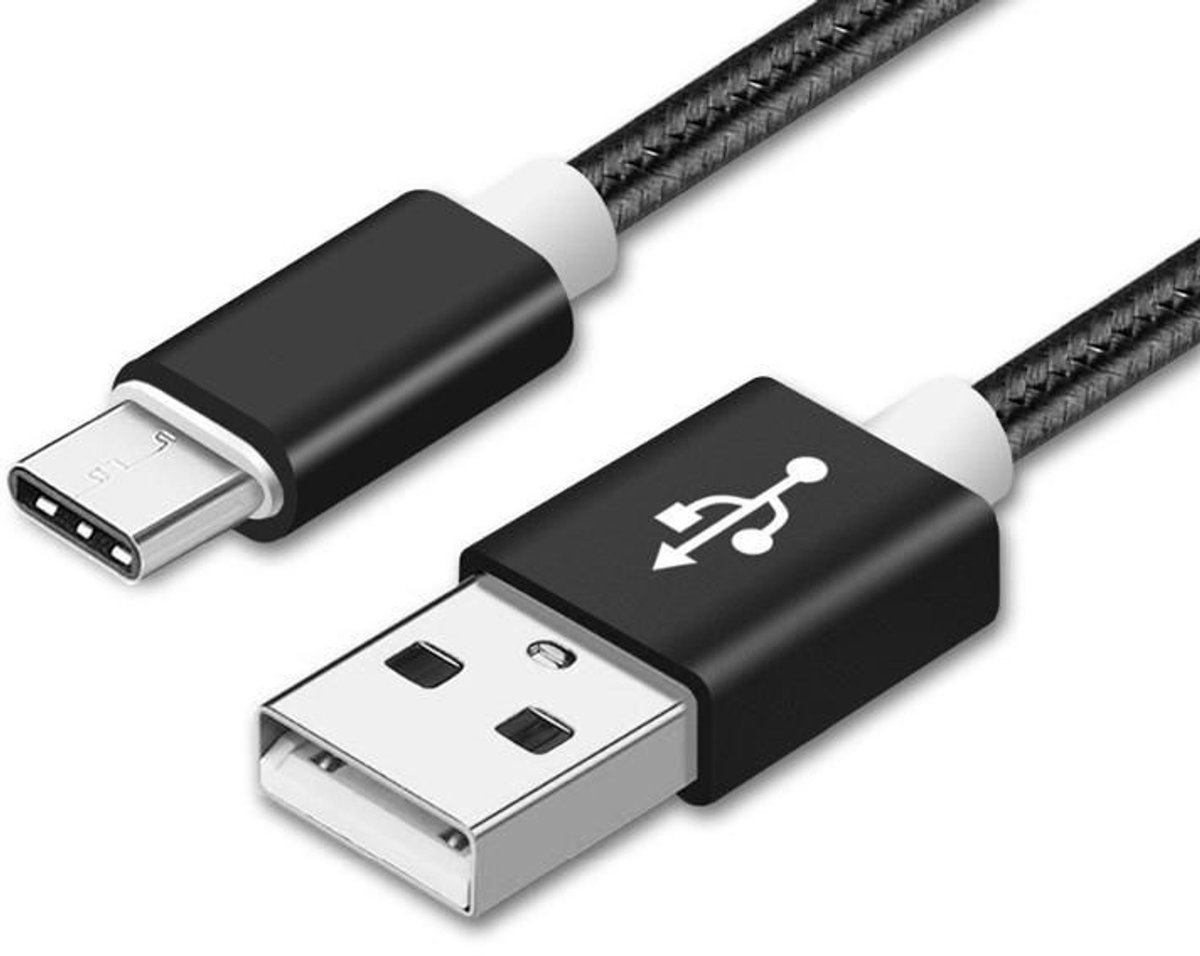 Oplaad kabel USB Type-C - 1 Meter (Black-Nylon)