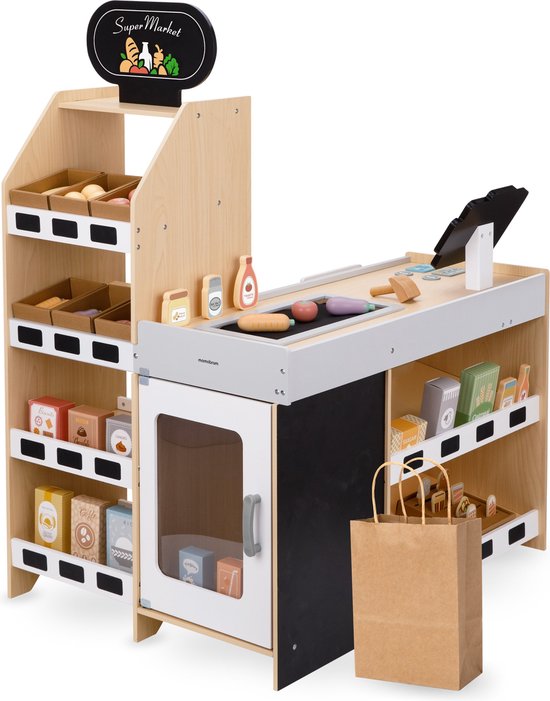 Mamabrum Grote Houten Speelkeuken Voor Kinderen - Wit Met Accessoires En Schort, Duurzaam En Veilig