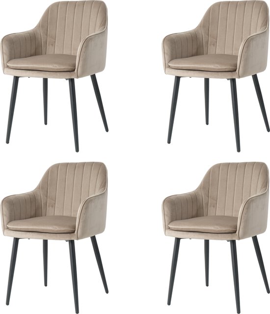 Foto: Nuvolix velvet eetkamerstoelen met armleuning set van 4 dublin stoel met armleuningen eetkamerstoel velvet stoel beige