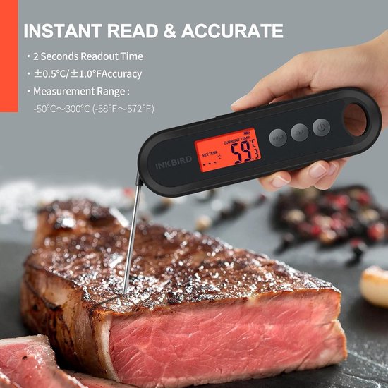 ICQUANZX Digitale LCD-thermometer Temperatuurmonitor met externe sonde voor koelkast Diepvriezer Koelkast Aquarium - Zwart