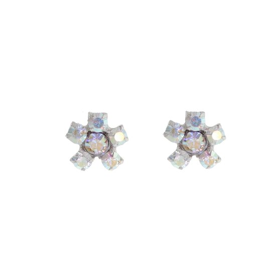 Behave - Boucles d'oreilles - Bloem - Argent 925 - Pierres de cristal Aurore Boréale transparentes