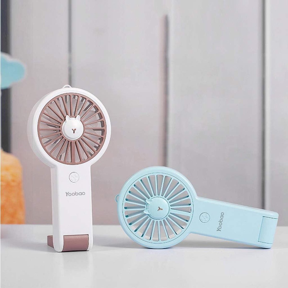 USB-ventilator hand Fan Hoofd schudden opladen Fan Office Desktop elektrische ventilator-small portable Mute-wit-rose-blauw