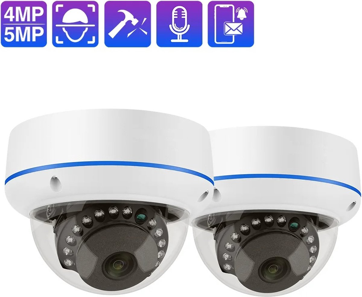 Wildor® Beveiligingscamera - Binnen En Buiten - 5MP - POE - IOS En Android - Draadloos - 2pc