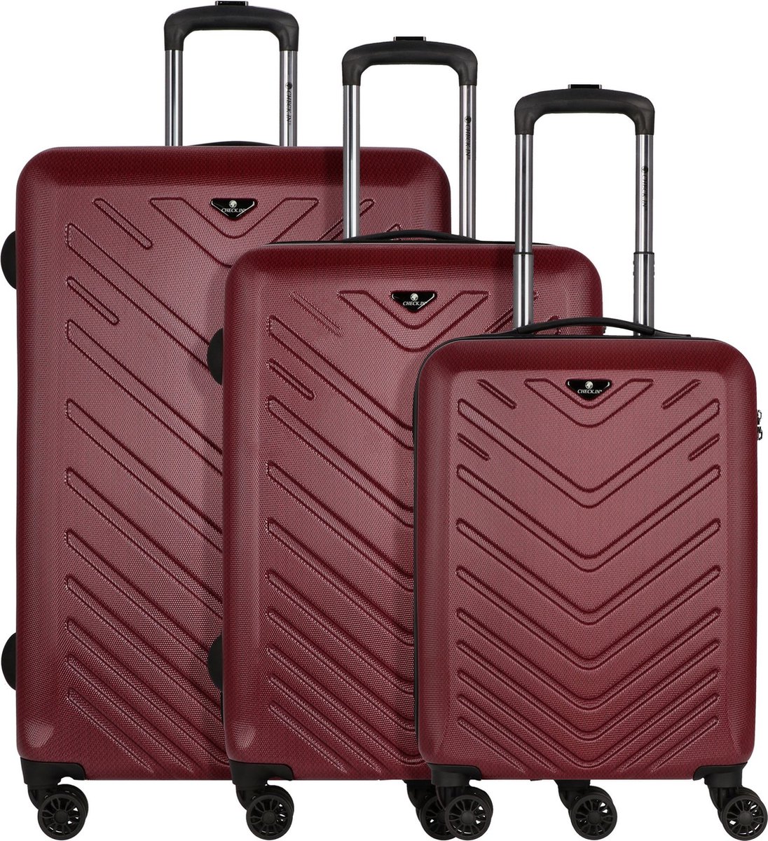 CHECK.IN Milan 4-wiel bagageset 3st. - Harde bagage - TSA slot - rot