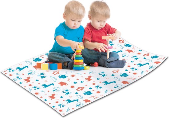 Spatmat voor kinderen op een Rol - waterdicht - waterproof - kleed Onder de Kinderstoel - 100x120 Wegwerp Vloermat Onder Kinderstoel - Baby - Maaltijd-Picknick-Knutselen - Kinderdagverblijf - School - tafelkleed - Dieren Motief - 30 stuks van Merkloos — afbeelding 2