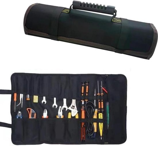 Foto: Opbergtas met 22 zakken canvas gereedschap organizer multifunctionele tool roll up draagbare tool opslag pouch schroevendraaier roll gereedschapsetui