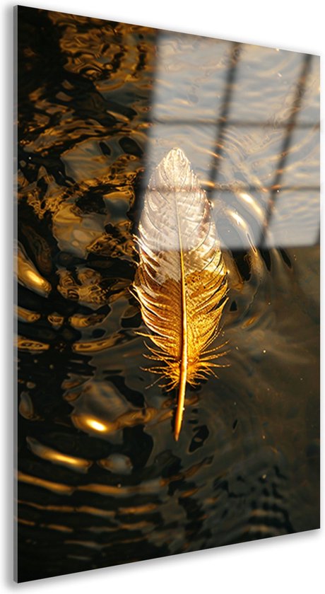 Tableau sur verre plume - Tableau Object sur verre - Peintures Water - Tableaux classiques - Peintures plexiglas - Décoration murale verre acrylique 70x105 cm