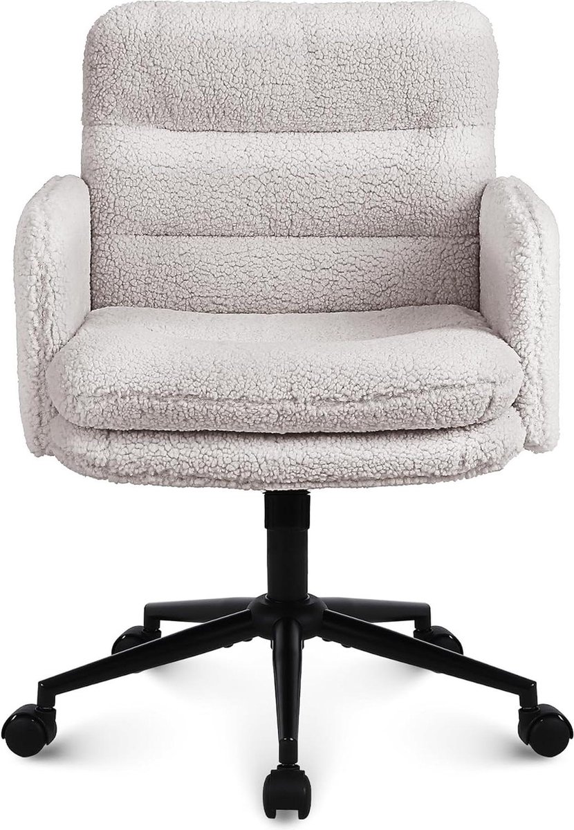 Imitatie Kasjmier Office Chair Comfortabele Make-up Stoel Verstelbare Hoogte Ergonomic Chair Bureaustoelen Thuis en Slaapkamer Creme Bureaustoel