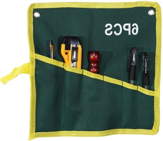 Foto: Sleutel roll up gereedschapstas multi pocket canvas organizer voor houtarbeiders en doe het zelvers 6 stuks gereedschapsetui