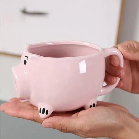 AOOTE Varken Koffiemok, 400ml Leuke Koffiemok, Keramische Mok Met Lepel en Varken Onderzetters, Grappige Geschenkmok, voor Melkbeker, Ontbijtmok, voor Vrouwen, Mannen, Verjaardag, Kerstmis