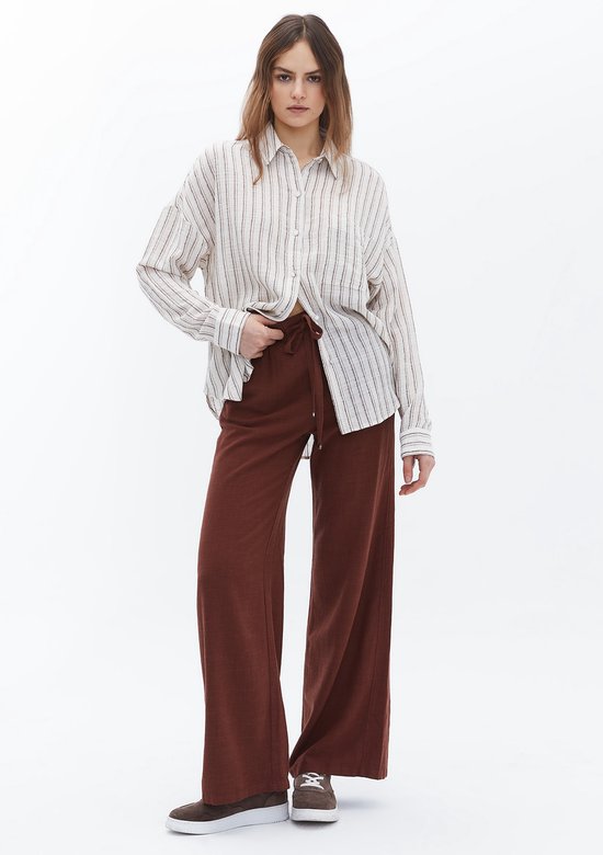 Wijde broek met hoge taille en motieven - ROSE - 25.00