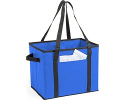 Auto kofferbak/kasten organizer tas blauw vouwbaar 34 x 28 x 25 cm - Vouwbaar - Auto opberg accessoires