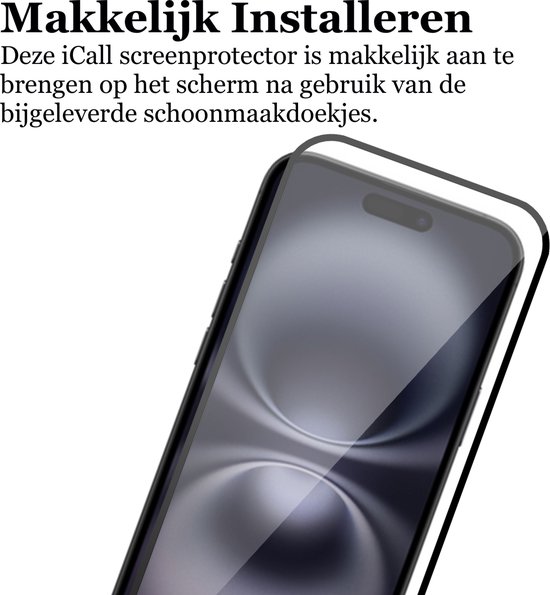 Hoesje met Pasjeshouder geschikt voor iPhone 16 Plus - 2x Screen Protector FullGuard - Back Cover SlideCase Zwart & Screenprotector