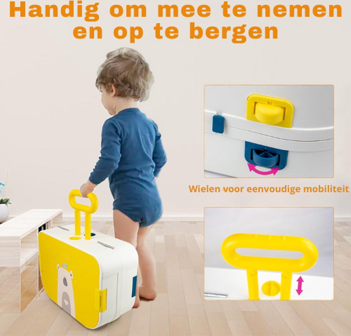 Table 2-en-1 Blocs De Construction COSTWAY - Plateau Réversible Avec Rouleau à Dessin - Bois Naturel/Blanc - Pour Enfants 3 Ans+