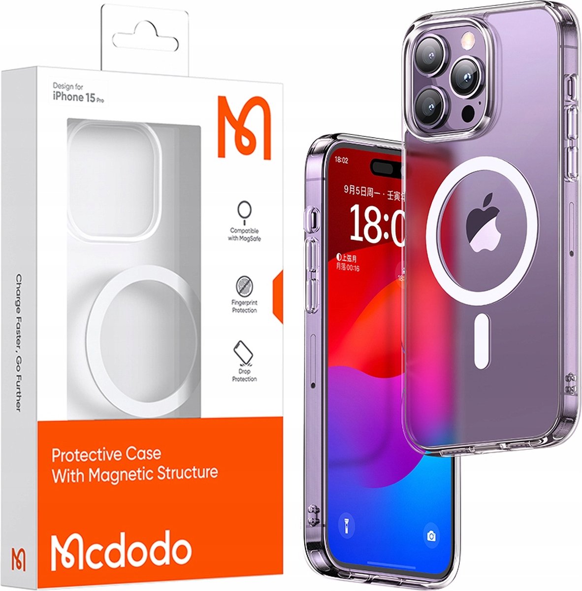 Mcdodo - Hoesje voor mobiele telefoon - Voor iPhone 15 Pro Max - Paars