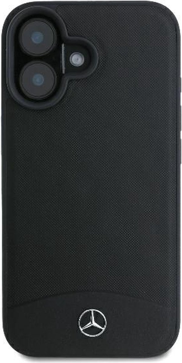 Mercedes-Benz Geschikt voor Apple iPhone 16 - Geschikt voor Mag - Textured Backcover hoesje - Zwart van Merkloos — afbeelding 2