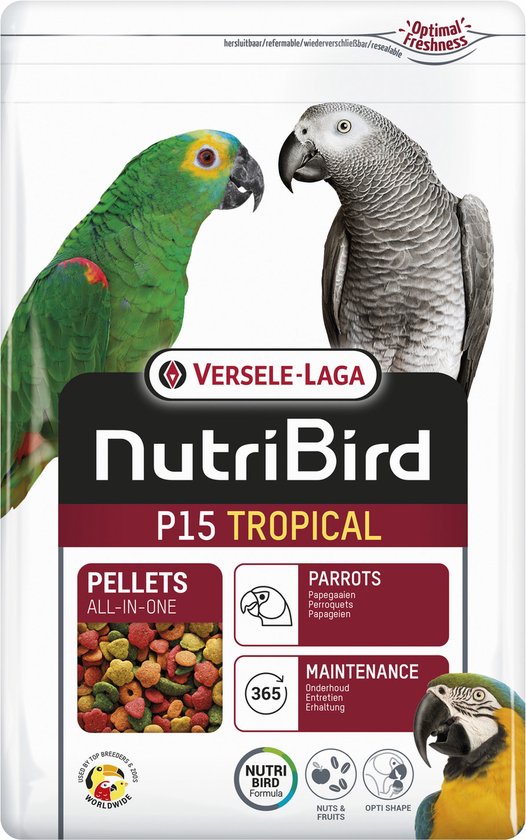 Foto: Versele laga nutribird p15 tropical papegaai vogelvoer 3 kg