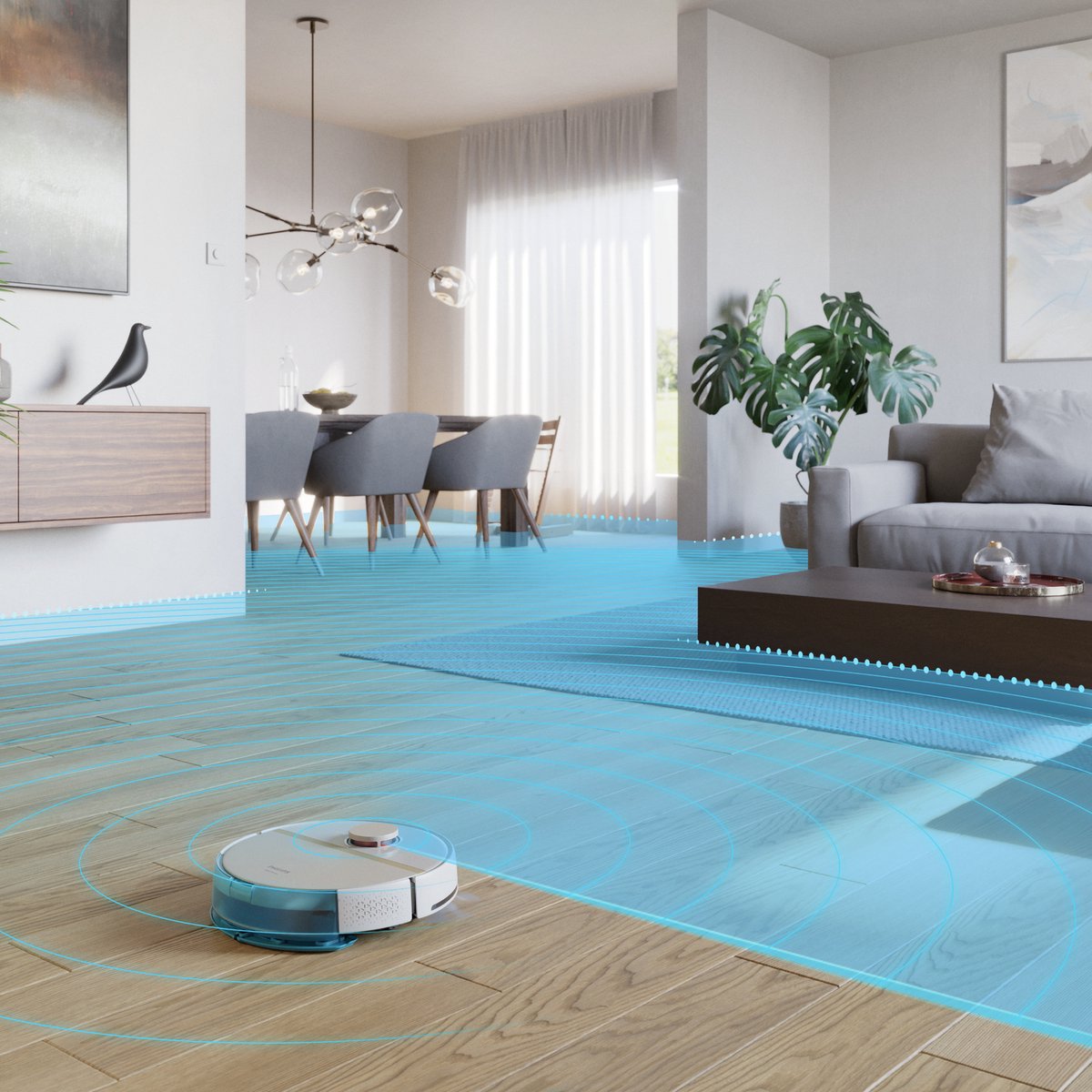 Afbeelding 3 van Philips HomeRun Aqua 7000 Series XU7000/02 - Robotstofzuiger met Dweilfunctie - Wit / Goud - App Connected