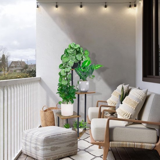 GIANTEX Plantenrek, bloemenstandaard met 6 etages van hout, robuust en elegant design voor tuin, woonkamer, balkon, binnenplaats, 75 x 25 x 140,5 cm