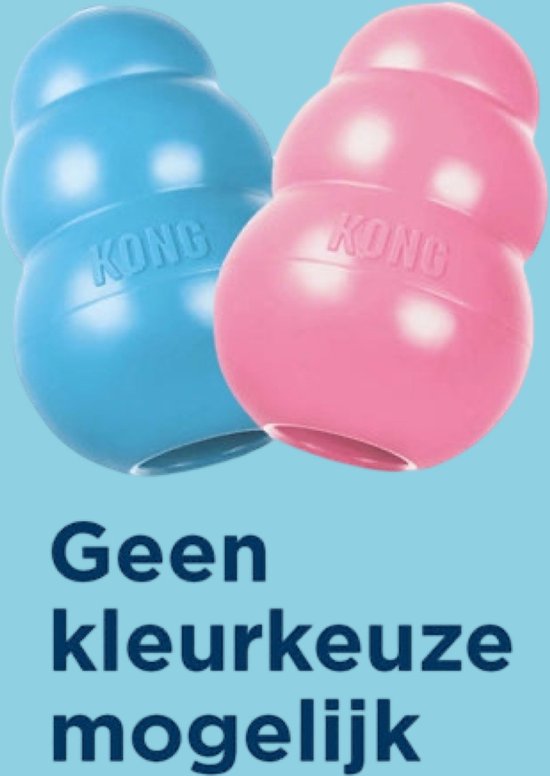 Twee KONG puppy speeltjes, een blauwe en een roze. "Geen kleurkeuze mogelijk".