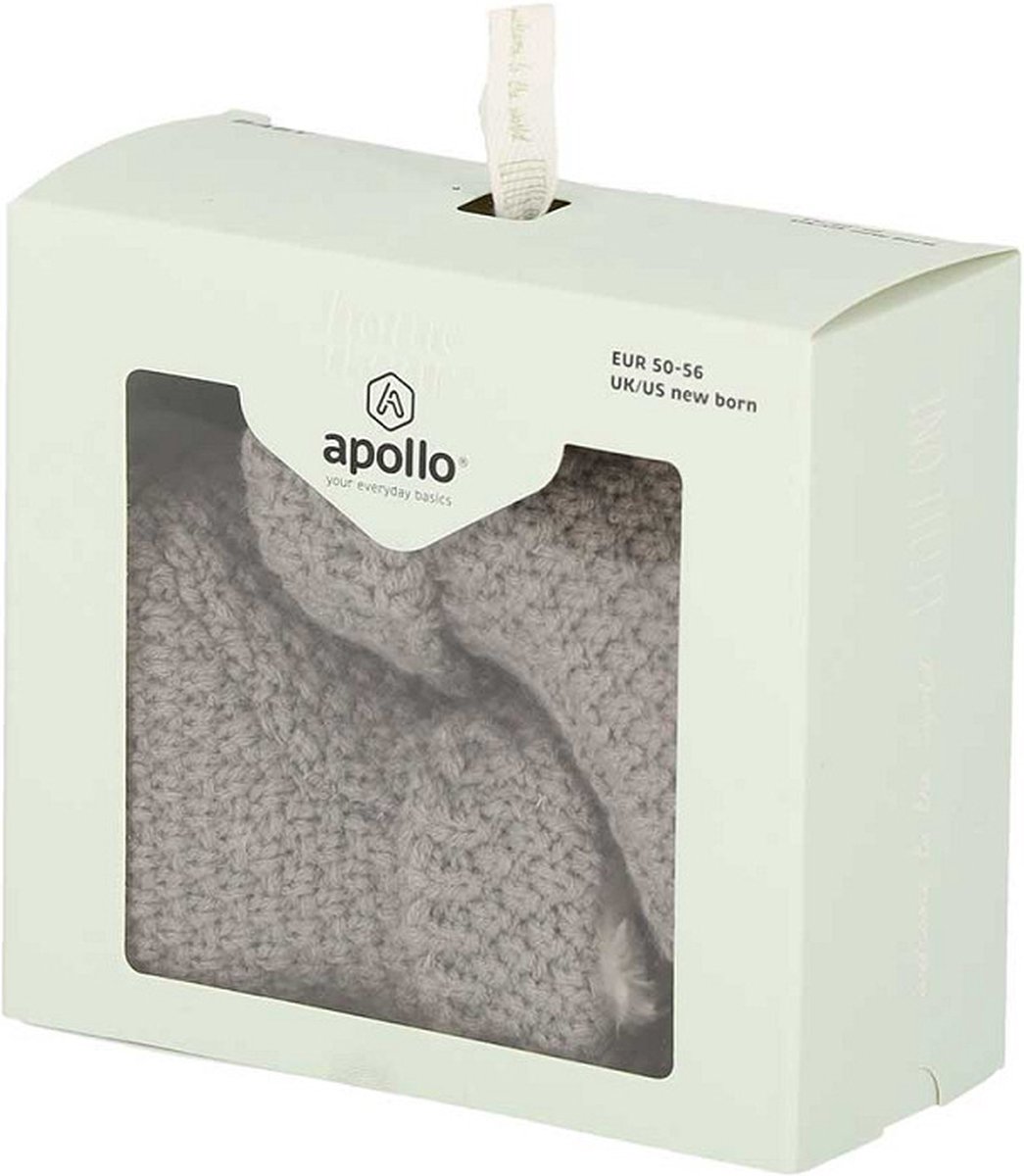 Apollo babies booties knit giftbox light grey