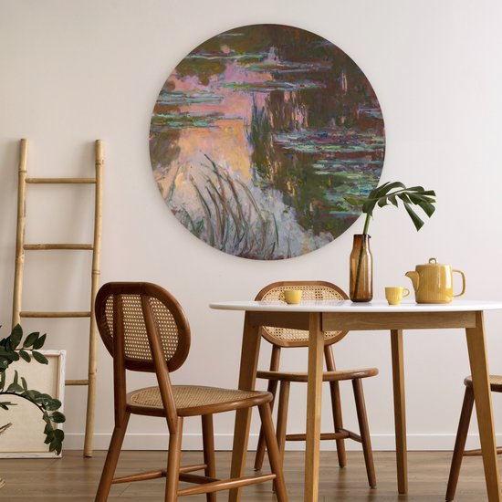 Cercle Mural - Cercle Mural Intérieur - Water , soleil couchant - Peinture de Claude Monet - ⌀ 90 cm - Décoration murale - Peintures Ronds