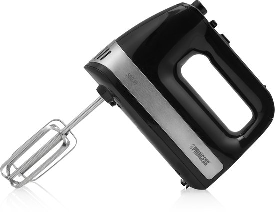 Princess 222206 Handmixer - Inclusief opbergdoos - Mixer met RVS deeghaken en gardes - 5 snelheden en turbofunctie - 500W – Krachtige motor