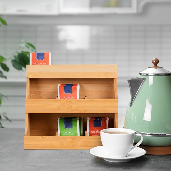Relaxdays Koffie Organizer - 9 Vakken - Thee Organizer - Thee Opberger Koffie Accessoire