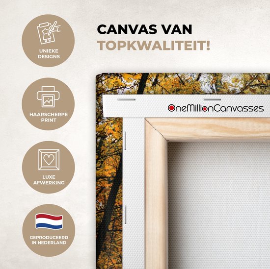 Toile Peinture Feuilles - Automne - Forêt - 40x30 cm - Décoration murale