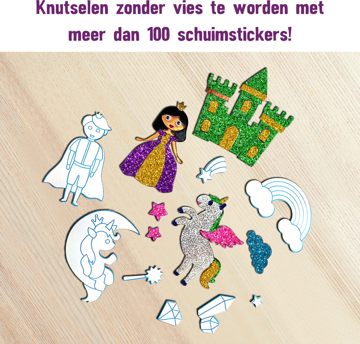 Megableu Foil Fun: Prinsessen en Eenhoorns - Creatief Knutselspel voor Kinderen - Knutselen met Folie en Stickers - Kunstwerkjes Maken zonder Knoeien — afbeelding 5