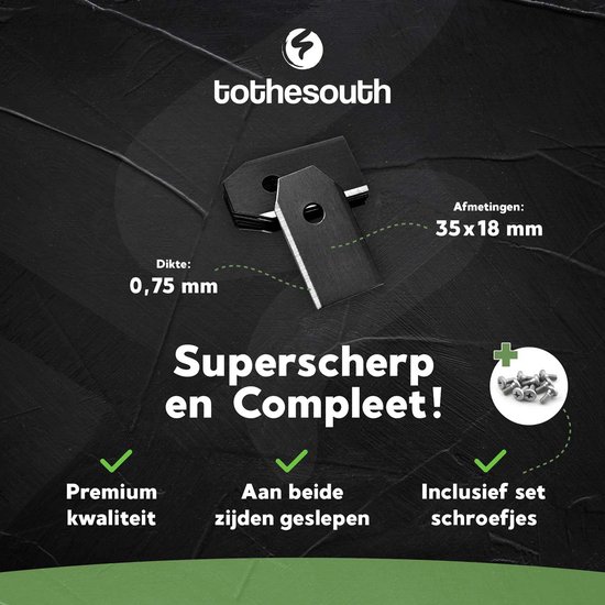 To the South® Universele Robotmaaier Mesjes geschikt voor o.a. Gardena en Husqvarna Robotmaaiers - Black Coated - 9 stuks (€2,44 p/s) van To the South — afbeelding 4