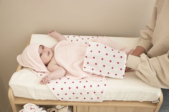 Meyco Baby Uni badcape - badstof - soft pink - 75x75cm van Meyco — afbeelding 4