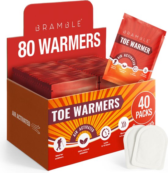 Chauffe-pieds 80 (lots de 40) - Convient pour les activités de plein air, la randonnée, le Vélo, le Golf - Jusqu'à 10 heures de chaleur