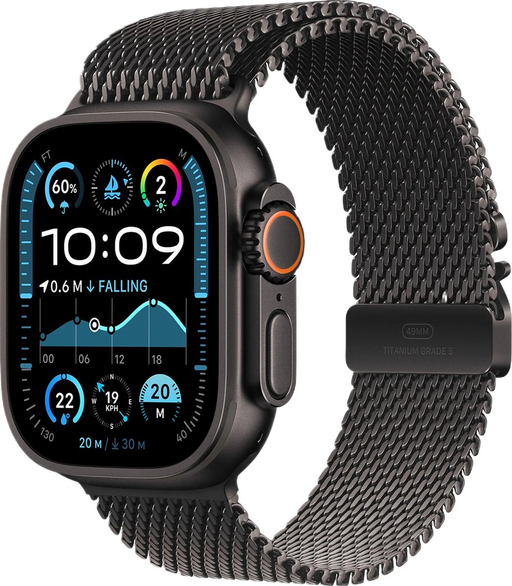 Apple Watch Ultra 2 GPs + Cellular 49mm Black Titanium Milanese Loop Medium Smartwatch
